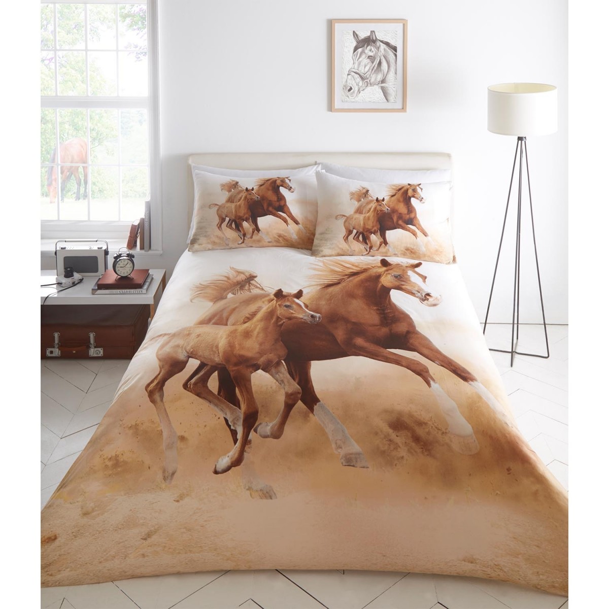 Galloping Horses Foal Stallion Pony Photo Quality Duvet Cover